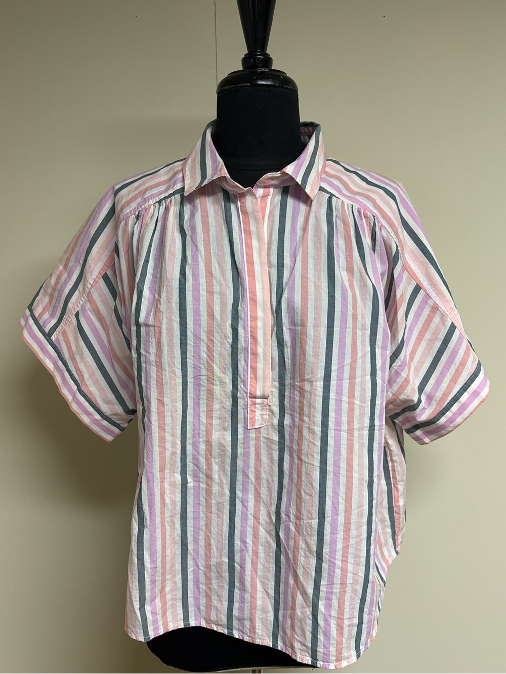 Universal Thread Pink and White Vertical Stripe Shirt